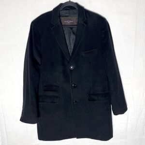 Black Brown 1826 Blake Black Wool Cashmere Blend Overcoat 44T
